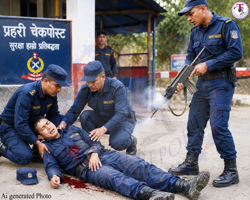 ड्युटीमा रहेका प्रहरी जवानलाई सहकर्मीको राइफलबाट लाग्यो गोली