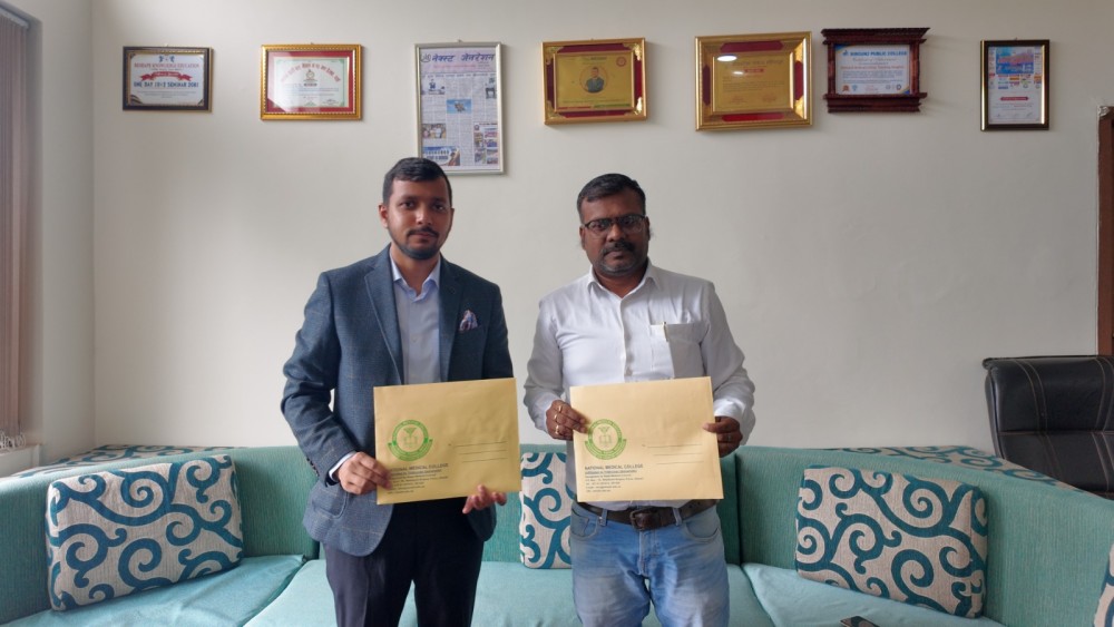 नेशनल मेडिकल कलेज र नयी दिशा एजुकेशनल सोसाइटी (भारत) बीच स्वास्थ्य सेवा सहकार्य सम्झौता सम्पन्न