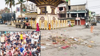 ‘स्वच्छ वीरगञ्ज’ अभियानमै धक्का : अधिकारको माग गर्दै सफाइकर्मीले घण्टाघरमै फोहोर थुपारे