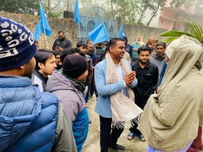 रास्वपा उम्मेदवार कानुको वीरगंज ३ मा घरदैलो, घन्टीमा मतदान गर्न अपिल