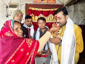 शहिद धर्मराज सिंह राजपुतकी आमाद्वारा उम्मेदवार प्रदीप यादवलाई विजय तिलक