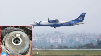 काठमाडौं उडेको जहाजको पाङ्ग्रा जनकपुरमै छुट्यो